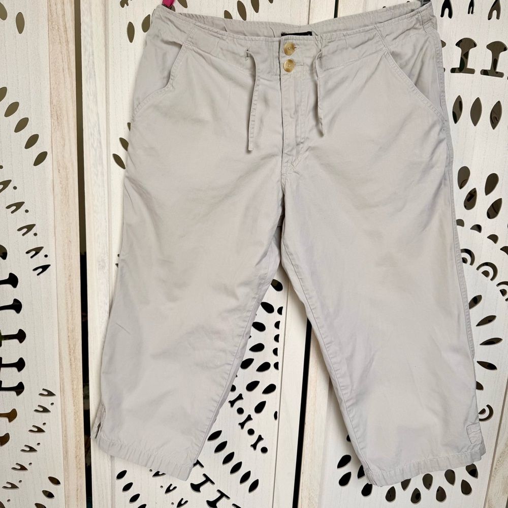 Alpine Design Women’s Khaki Capri Pants Size L (12/14), Cotton Drawstring Hiking